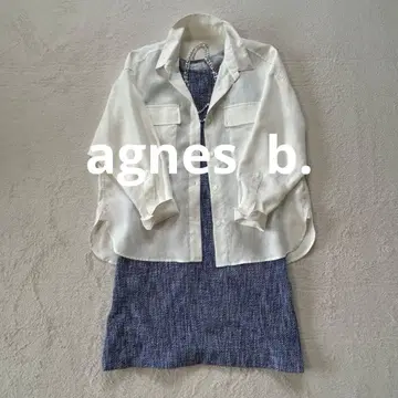 [ agnes. b ] 에네스베 원피스 슬리브리스 무릎 기장 네이비 x 화이트 38