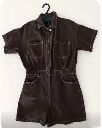 ZARA 데님 숏 올인원 다크 브라운 M