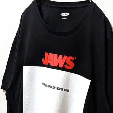 올드 네이비 JAWS 조스 빅 로고 티셔츠 블랙 검정 XL 구제 의류