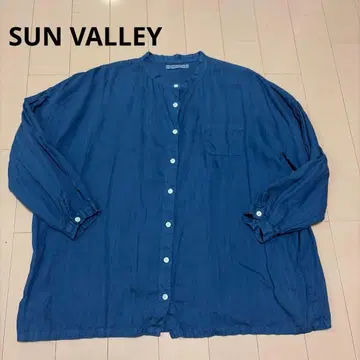 SUN VALLEY 선밸리 린넨 100% 밴드 카라 셔츠 M