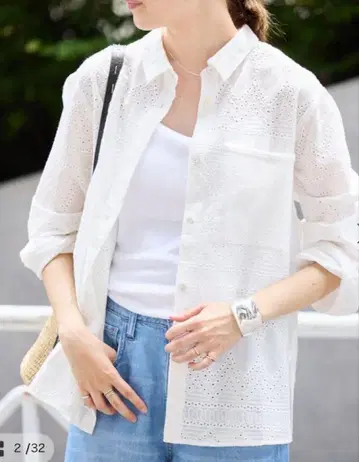 SLOBE IENA 보라 레이스 셔츠