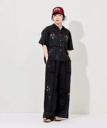 셋업 FREAK'S STORE 패치워크 자수 이지 팬츠 셔츠