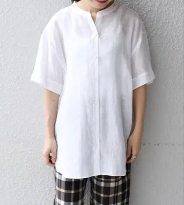 SHIPS 테레데란 린넨 밴드 카라 셔츠