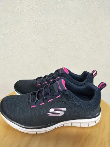 SKECHERS 슬립온 스니커즈 네이비 핑크 23.5cm
