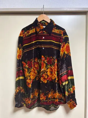90s Paul Smith LONDON 벨로아 꽃무늬 긴팔 셔츠 M