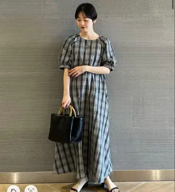 그린 라벨 릴랙싱 체크 반팔 원피스