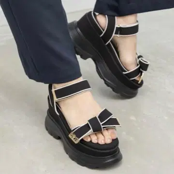 RANDA 파이핑 리본 스포츠 샌들 S 블랙