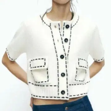 [ 새상품 ] ZARA 자라 스티치 니트 자켓