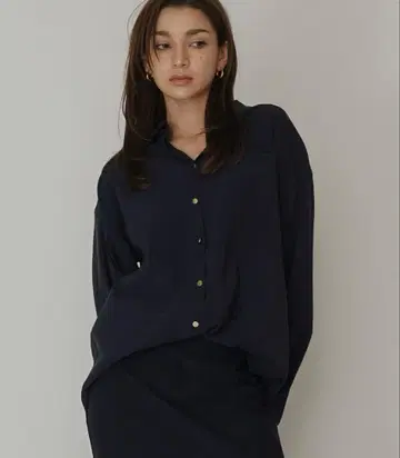 라이오셀 셔츠 자켓 KINO THE KEI 네이비