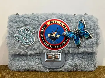 수입 와펜 장식 보아 숄더백 라이트 블루