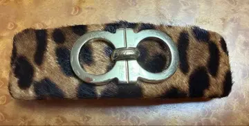[레어] Salvatore Ferragamo 머리핀 바라 레오파드 무늬
