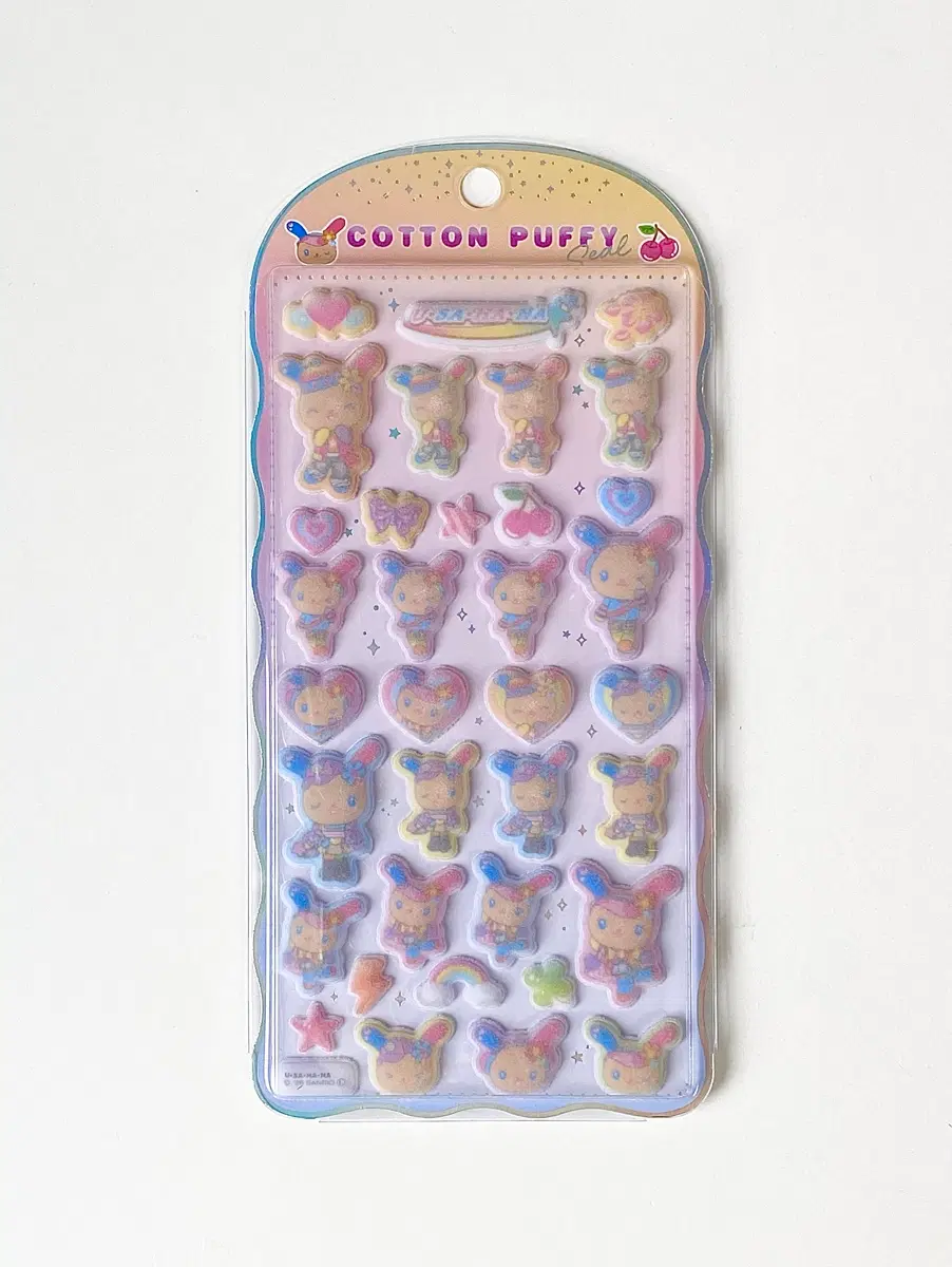 산리오 우사하나 코튼 퍼피 스티커 플로키 태닝 갸루