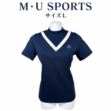 M U SPORTS 반팔 모크넥 셔츠 네이비 L [택 포함 새상품]