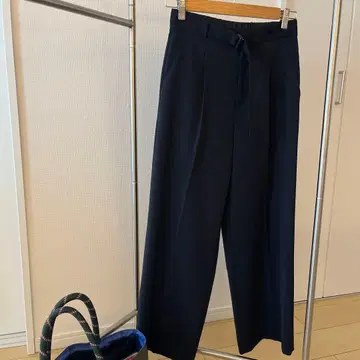 허리 벨트 포함 팬츠 슬랙스 네이비