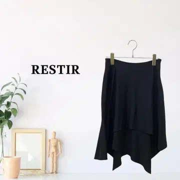 zG2052 [ M ] RESTIR 미디 스커트 롱 비대칭 울