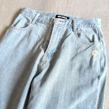 MARY QUANT 데님 팬츠 라이트 블루 M 마리콴트 자수