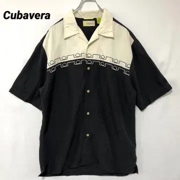 N-1468 Cubavera 쿠바 셔츠 자수 바이컬러 블랙 화이트 반팔 M
