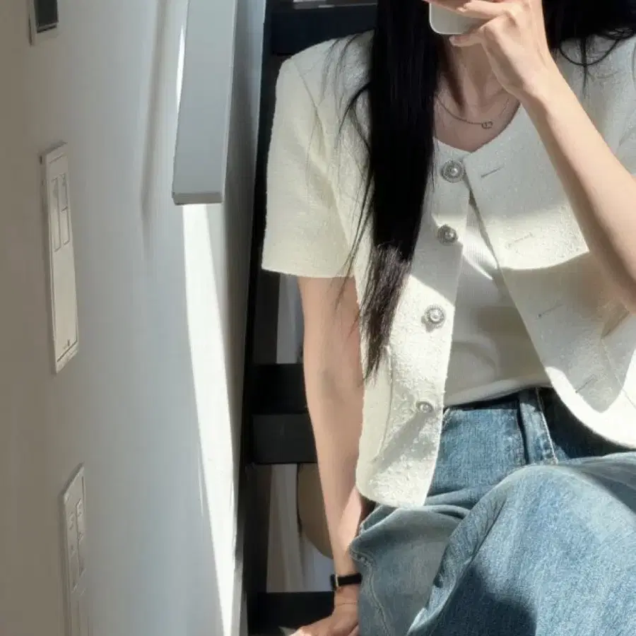 아카이브제이투유 룬 트위드 자켓 아이보리 M