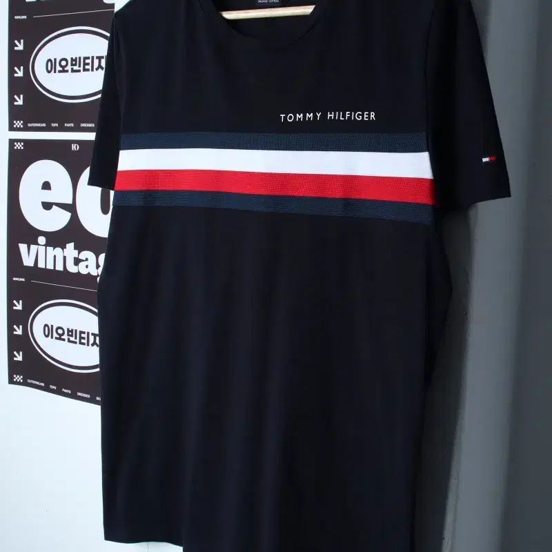 (L-XL) 타미힐피거 반팔 티셔츠 배색 네이비 올드스쿨-H35133
