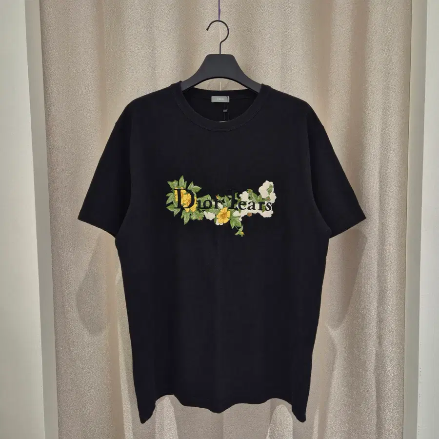 (3XL)디올X데님티어스 릴렉스트 핏 반팔 티셔츠 블랙