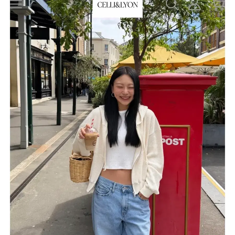 셀리앤리옹 와플 후드집업(크림)