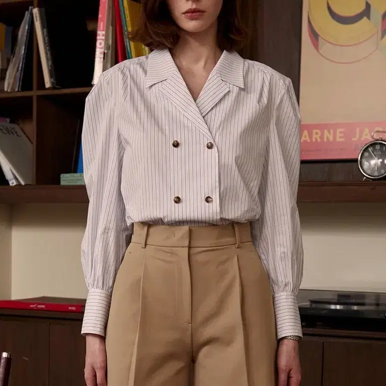 노미나떼 Kate Double Blouse (Sky Stripe)