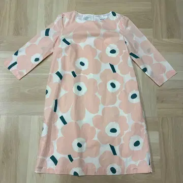 marimekko Unikko 7부 소매 원피스 핑크 36
