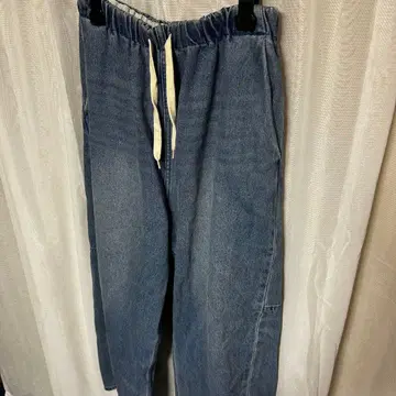 허리밴딩 데님 와이드 팬츠 블루