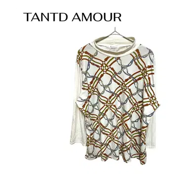 B1095TANTD AMOU 긴팔 올 패턴 블라우스 오피스 캐주얼 데이트 빅 3L
