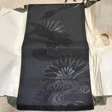 [ 고급 상복 ] 나고야 오비 국화 물결 패턴 블랙 여름 오비 상복