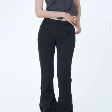 수선완료)미세키서울 Two line layered folding pants BLACK | 면바지