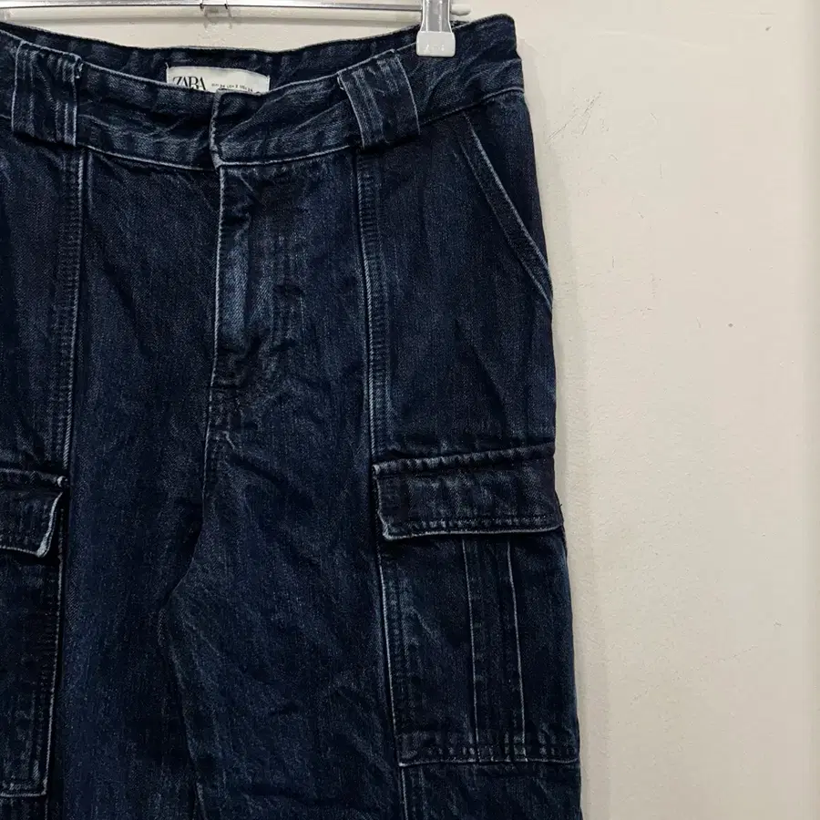 자라 생지 카고 워싱 하이웨스트 부츠컷 데님 팬츠