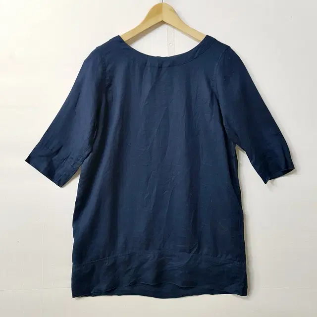 FRENCH LINEN 린넨 100% 블라우스 네이비