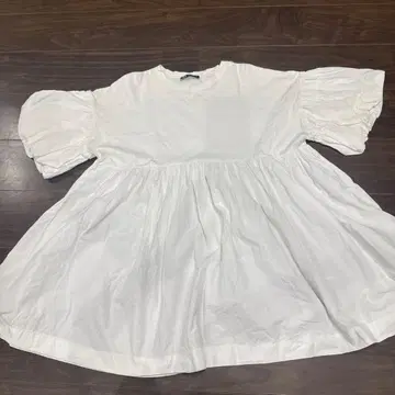 ZARA 볼륨 슬리브 튜닉 블라우스 화이트 M