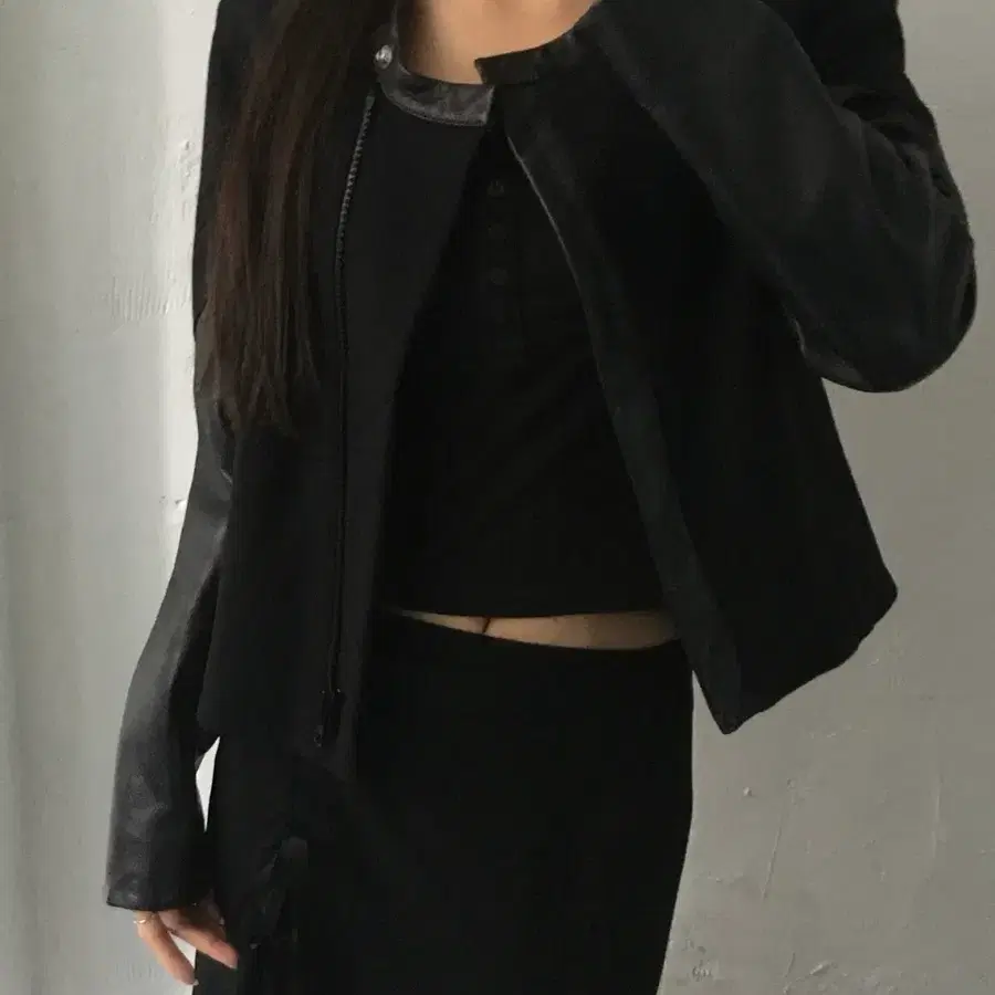 Helmut Lang 헬무트 랭 블랙 레더 암 집업 자켓