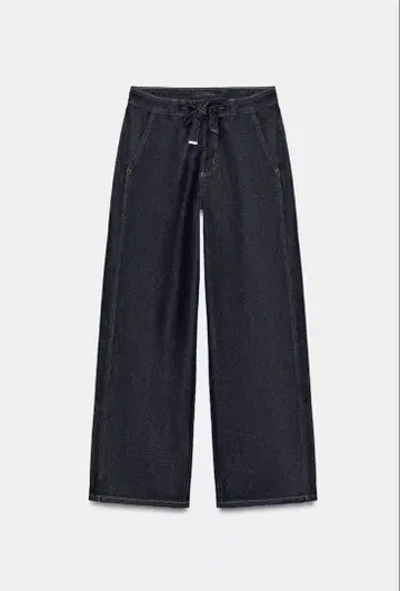 ZARA 하이웨스트 조거 와이드 레그 데님 팬츠 블루 M 사이즈