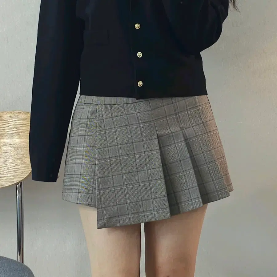 (S)자라 여성 치마바지 숏팬츠 랩스타일 체크 M16W4444