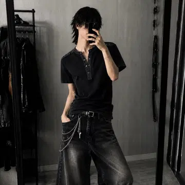archive gimmick henry neck S/S grunge 블랙