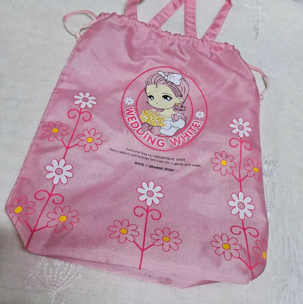 오렌지스토리 조리개 파우치 가방 고전문구 소품 화이트 빈티지 캐릭터