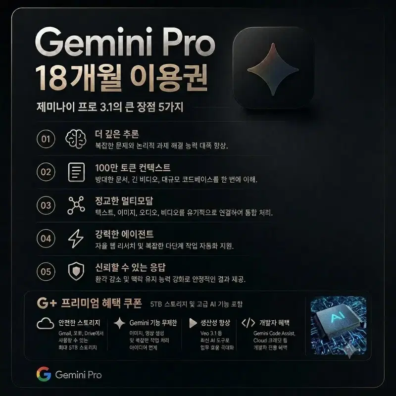 Google AI Pro 18개월 이용권 (제미나이 프로) 쿠폰 활성화