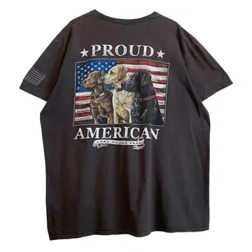 BUCK WEAR 개 동물 양면 프린트 티셔츠 그레이 2XL 해외 구제 의류