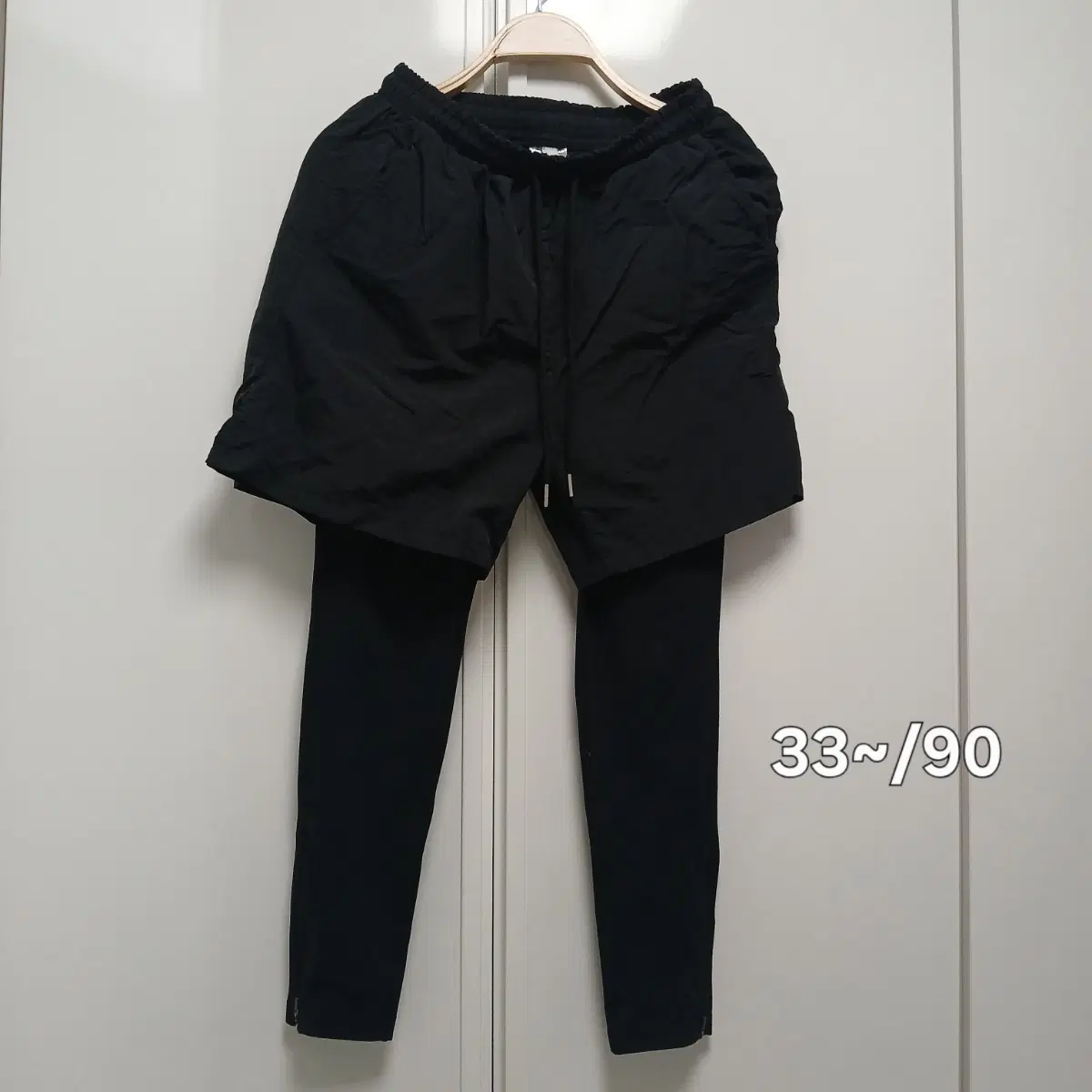 2 in 1 반바지 레깅스 세트 블랙 90