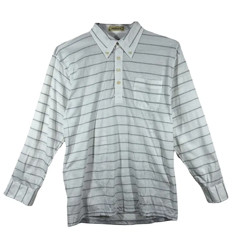 COTEDAZUR 화이트 스트라이프 카라티 데일리 캐주얼 [L] 폴리에스터 혼방