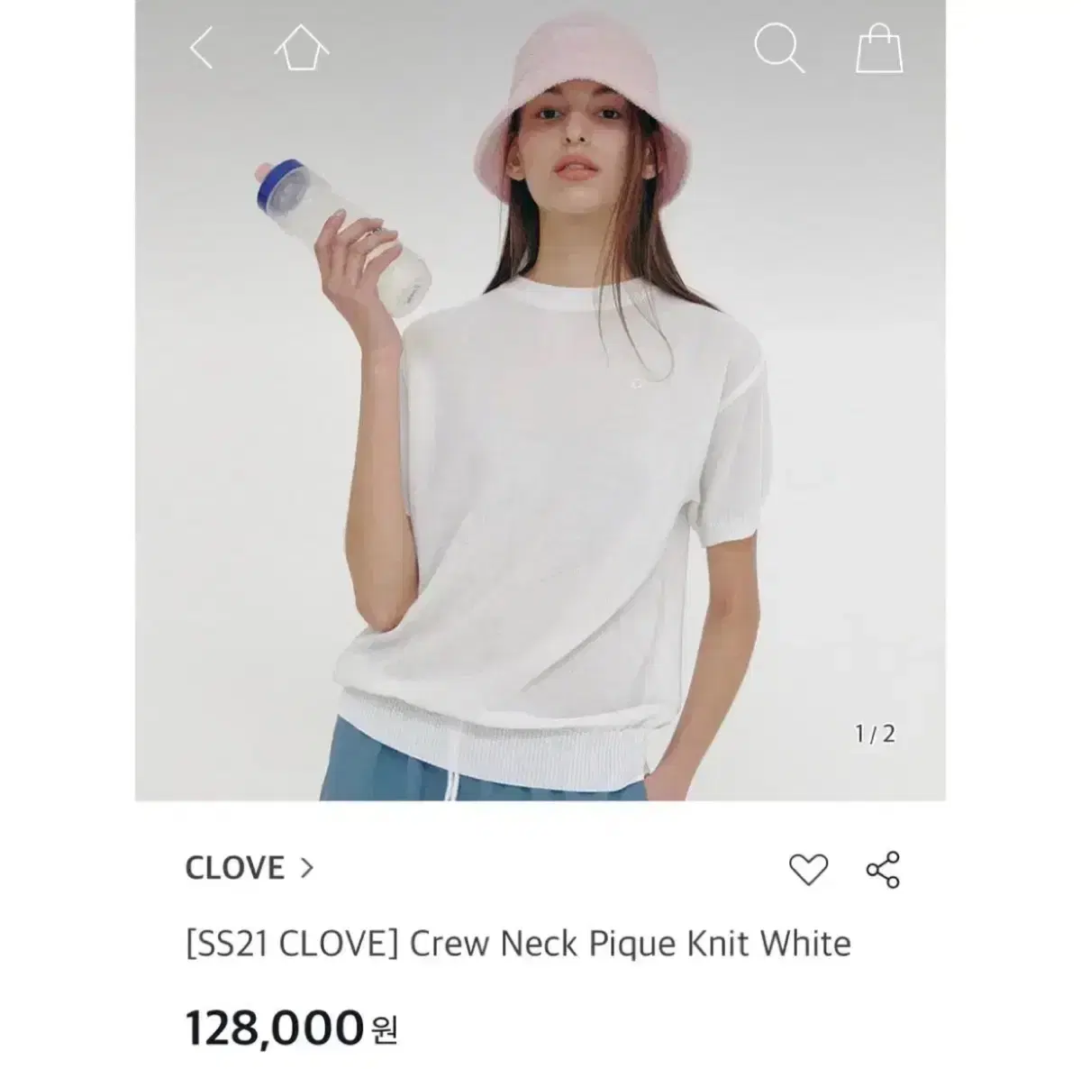 (새상품) 클로브 골프웨어 크루넥 피케 반팔 니트 화이트 clove 여름 썸머 여성 골프복 티셔츠