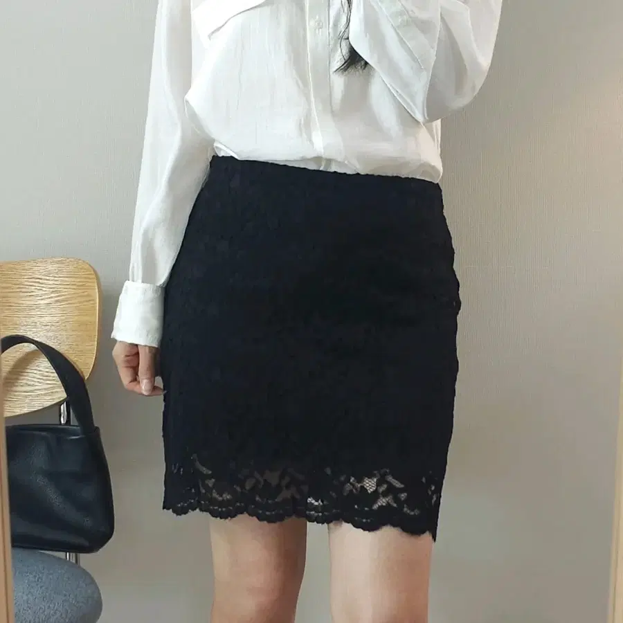 (66)커스텀에이블 여성 레이스 미니스커트 블랙 W4458