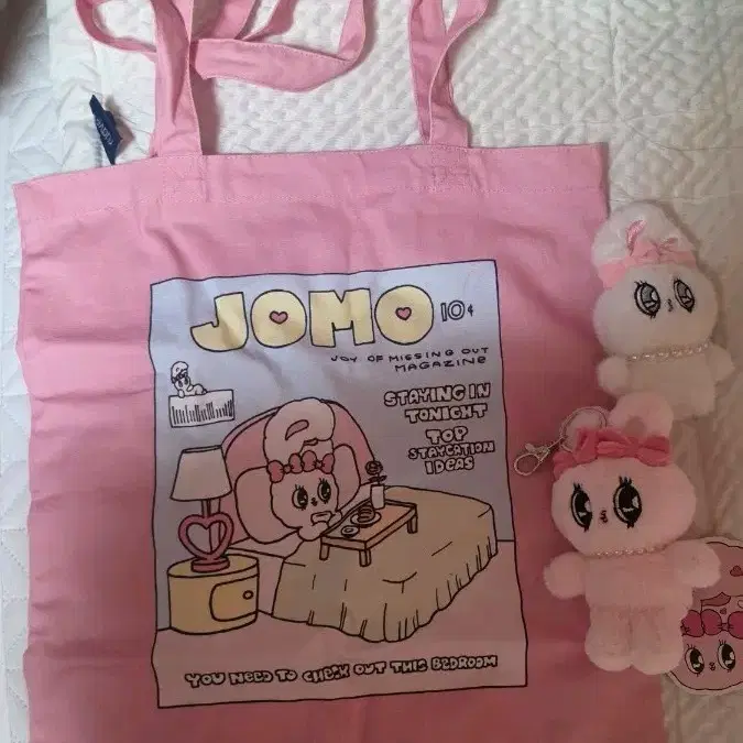 에스더버니 JOMO 매거진 프린팅 에코백 + 인형키링2개