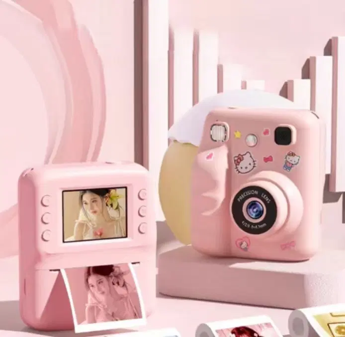즉석카메라 서멀프린트카메라 디지털 즉석사진기 2.4인치 ips 화면 빈티지 필름카메라 프린트 카메라 32G SD 카드 1개 컬러 인화지 2권