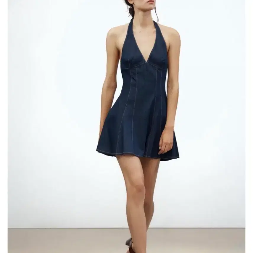 ZARA 자라 데님 홀터넥 원피스 (xs)