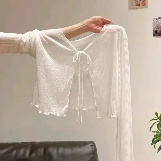 시스루 가디건 화이트블랙퍼플블루