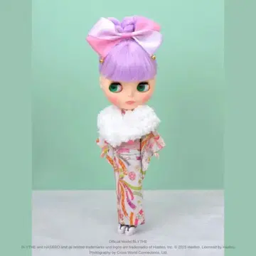 새상품 주니문 디어달링 22cm 인형 사이즈(네오 브라이스) 리본 무늬 기모노 세트